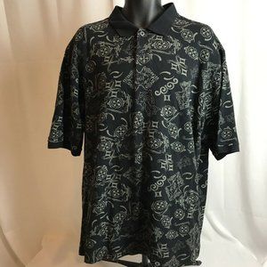Shady Ltd Mens Polo Black w/ All Over Patern  XL